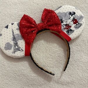 Inspired Disney w/Sequin Red Bow Mouse Ears Headband from Etsy
